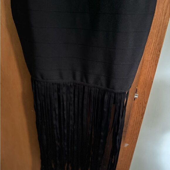 Lulu's Till We Meet Again Black Fringe Bandage Bodycon Maxi Dress Size XL - Picture 10 of 12